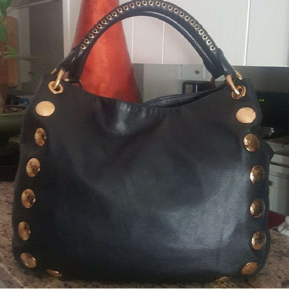 Miu Miu Lambskin Gold Studded Grommet Bag